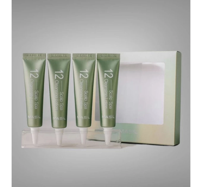 Очистите кожу головы с Masil 12 Scalp Spa Cleansing Lotion в удобной упаковке 4*15 мл